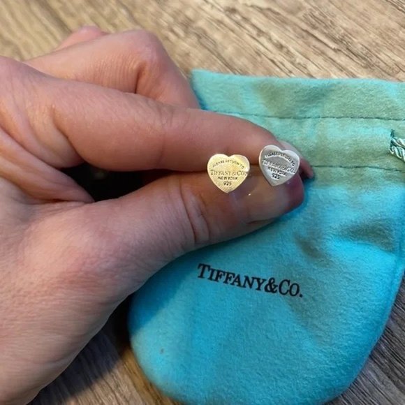 New Tiffany & Co Heart Tag Mini Stud Earrings - Picture 3 of 3